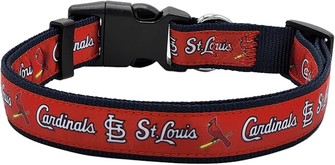 MLB St. Louis Cardinals Licensed PET COLLAR- Heavy-Duty, Strong, and Durable Dog Collar. Available in 29 Baseball Teams and 4 Sizes