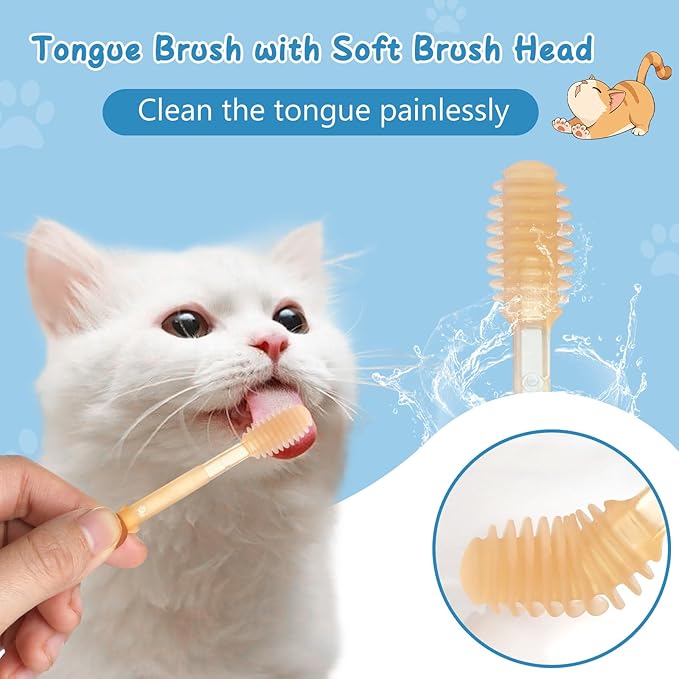 Silicone Soft Cat Dog Toothbrush for Small Breed, Small Tiny Mini Cat Dog Tooth Brushing Kit with Finger Toothbrush & Storage Box, Pet Teeth Cleaning Brush for Puppy Doggie Kitten Canine Dental Care