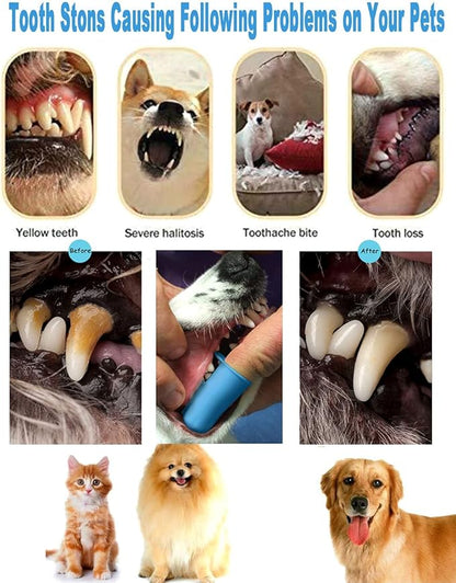 Teeth Cleaning Kit Dog Plaque Tartar Remover Tools Pet Dental Tooth Scaler and Scraper Silicone Finger Toothbrush for Puppy Cats Tooth Pick Stone Remover Dogs Oral Care Hygiene Cleaning Tools (12Pcs)