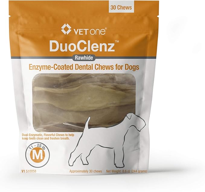 vetone DuoClenz Enzyme Coated Dental Chews for Medium Size Dogs 30 Count