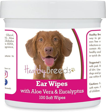 Healthy Breeds Nova Scotia Duck Tolling Retriever Ear Cleaning Wipes with Aloe & Eucalyptus for Dogs 100 Count
