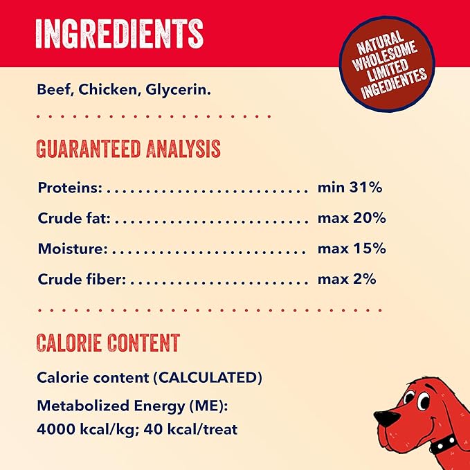 Clifford® Beef Mini Burger Bites Dog Treats | Real Meat Dog Treats for All Breed Dogs | Puppy Training Treats, Grain and Rawhide Free, High Protein, Healthy Dog Treats - Limited Ingredients (24oz)