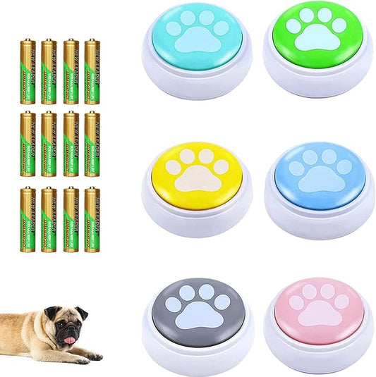 Dog Talking Button Set, Recordable Button,Dog Buttons for Communication, 30 Second Custom Recordable Talking Button Dog Training & Behavior Aids Talking Buttons for Dogs Answer Buzzers (Set of 6)
