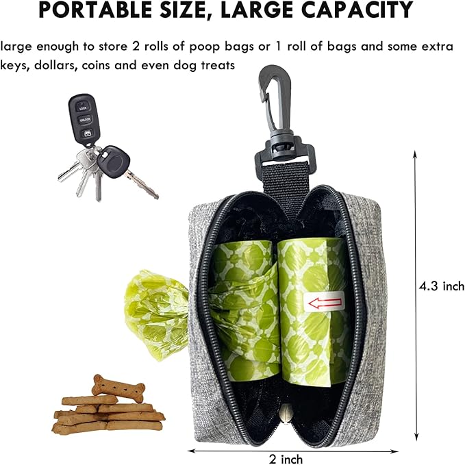 2 Pack Dog Poop Bag Holder, Poop Bag Holders for Leashes, Pet Dog Waste Bag Dispenser Leash Attachment – Fits Any Dog Leash – Includes 2 Pack Poop Bag Dispenser