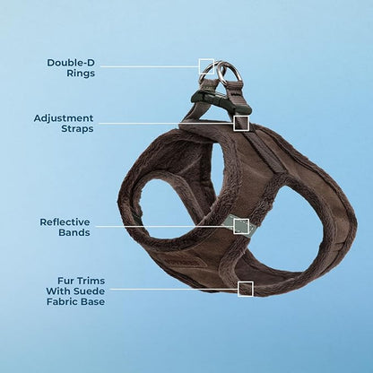 Voyager Step-In Plush Dog Harness – Soft Plush, Step In Vest Harness for Small and Medium Dogs by Best Pet Supplies - Harness (Chocolate Suede), XS (Chest: 13 - 14.5")