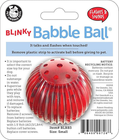 Pet Qwerks Blinky Babble Ball - Flashing Interactive Chew Dog Toy - Small