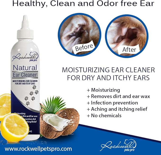 Ear Cleaner for Dogs Ear Cleaner Solution for Dog Ear Infection Treatment by Rockwell Pets Pro 8 fl oz