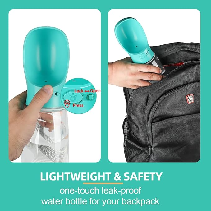Dog Water Bottle Portable, Leak Proof & Lightweigh Water Bottles for Dogs, Dog Travel Water Bottle with Dog Bowl, Dog Travel Accessories & Dog Walking Accessories,(19oz, Blue)