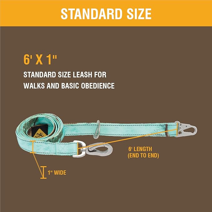 Browning Classic Camo Dog Leash, Realtree Xtra Seaglass, 6ft X 1in, Teal