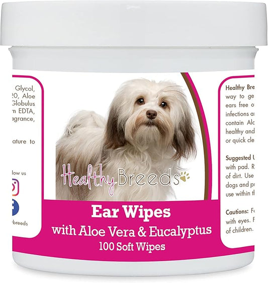 Healthy Breeds Havanese Ear Cleaning Wipes with Aloe & Eucalyptus for Dogs 100 Count