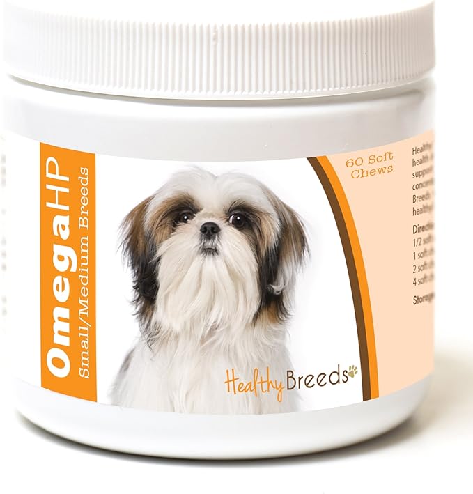 Healthy Breeds Shih Tzu Omega HP Fatty Acid Skin and Coat Support Soft Chews 60 Count