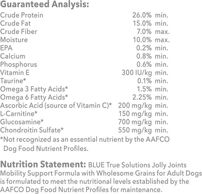 Blue Buffalo True Solutions Jolly Joints Natural Mobility Support Adult Dry Dog Food, Chicken 11-lb