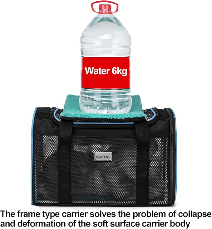Frame Soft Surface pet Carrier, cat, Dog and Rabbit Airline-Approved pet Transport Carrier, Non-Collapse Deformation and Safety Special Zipper Hook Design.