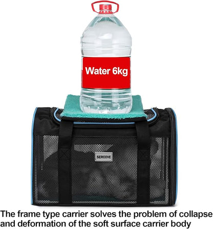 Frame Soft Surface pet Carrier, cat, Dog and Rabbit Airline-Approved pet Transport Carrier, Non-Collapse Deformation and Safety Special Zipper Hook Design.