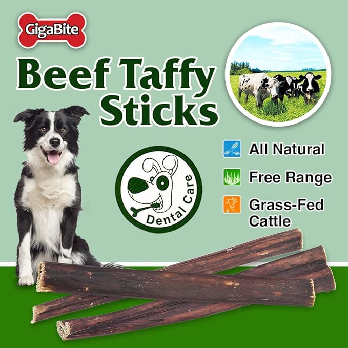 Best Pet Supplies GigaBite 6 Inch Beef Gullet Jerky Sticks (20 Pack) - All Natural, Free Range Beef Esophagus Stick Dog Treat