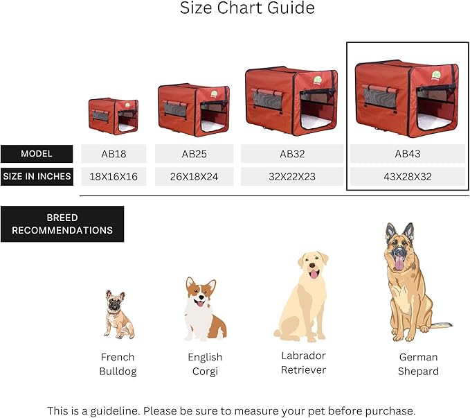 Go Pet Club 43" Soft Collapsible Dog Crate, Portable Pet Carrier, Thick Padded Pet Travel Crate for Indoor & Outdoor, Foldable Kennel Cage with Durable Mesh Windows, Brown