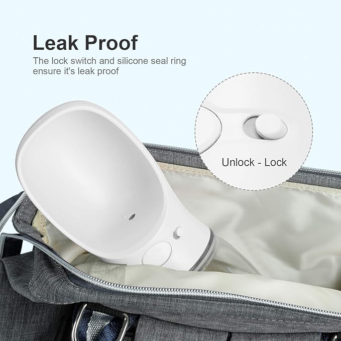 Dog Water Bottle, Leak Proof Portable Pet Water Bottles for Dogs, Puppy Water Dispenser with Drinking Feeder for Travel (Milk White 12oz)