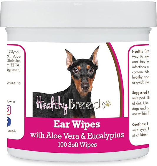 Healthy Breeds German Pinscher Ear Cleaning Wipes with Aloe & Eucalyptus for Dogs 100 Count
