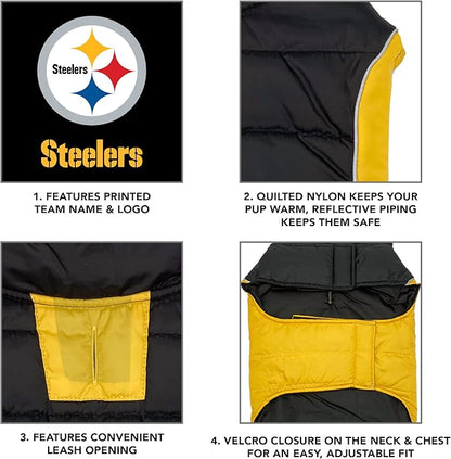 Pets First Pets NFL Licensed Dog & Cat Vest Pet Puffer Down Coat Jacket, Team Color, Large US