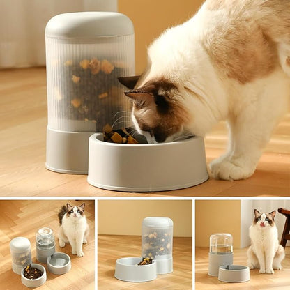 Gravity Cat Feeder with 2.8L Capacity, BPA Free, Eco-Friendly, Food Grade Materials, Big Mouth Design, Siphon Device for Water Dispenser