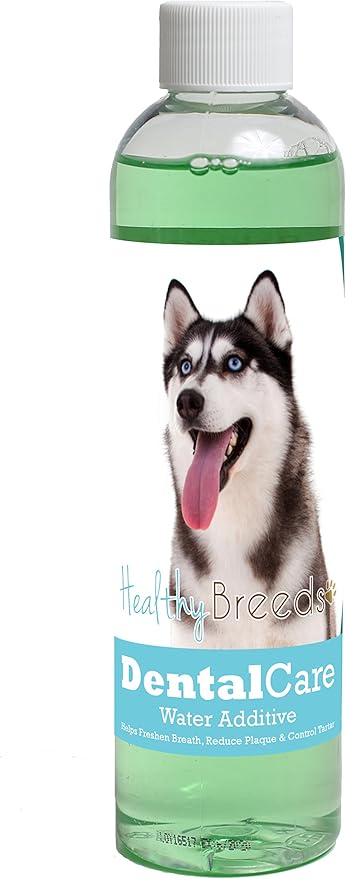 Healthy Breeds Dog Dental Care Water Additive for Siberian Husky - Helps Freshen Breath, Reduce Plaque & Control Tartar - Mint Flavor - 8 oz