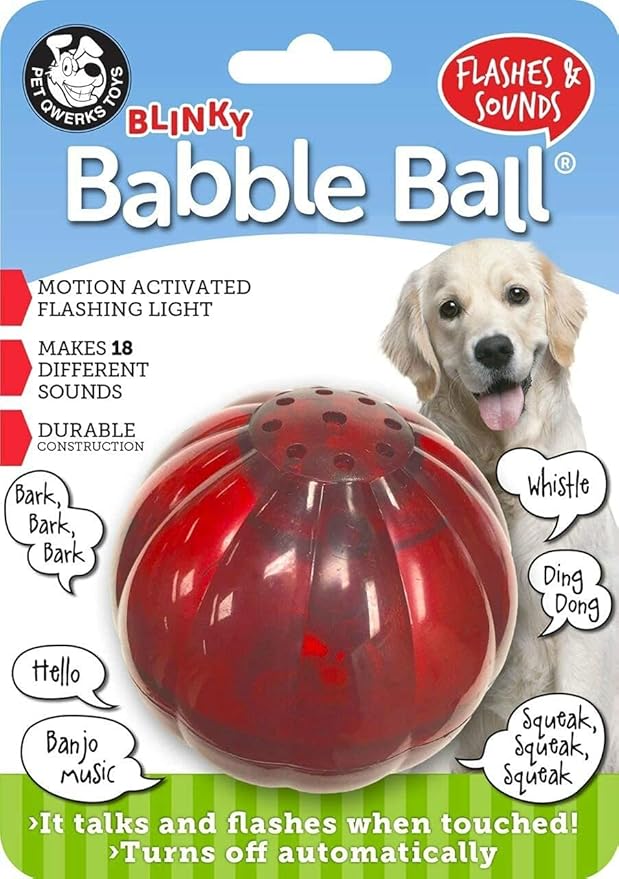Pet Qwerks Blinky Babble Ball - Flashing Interactive Dog Toy - Large