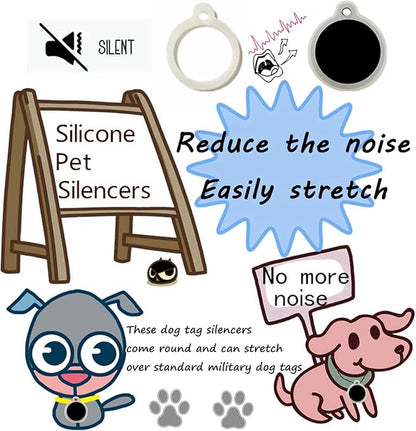 Dog Tag Silencer, Extra Large Silicone Round Protector for Pet ID Tags, 6 Pieces, Clear, Lightweight, Soundless