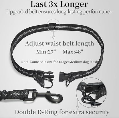 iYoShop Hands Free Dog Leash with Zipper Pouch, Dual Padded Handles and Durable Bungee for Walking, Jogging and Running Your Dog (Large, 25-120 lbs, Green)