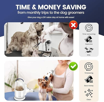 P50 Dog Grooming Vacuum, Pet Grooming Vacuum with Dog Clippers,Deshedding Grooming Tools,Cleaning Tools, 2.5L Large Cup, 12Kpa Adjustable Suction, Ultra-Quiet Pet Grooming Vacuum for Dogs Cats