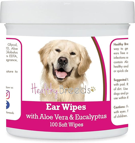 Healthy Breeds Golden Retriever Ear Cleaning Wipes with Aloe & Eucalyptus for Dogs 100 Count