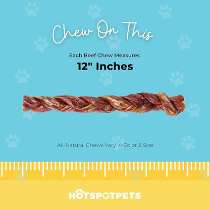 Beef Jerky Dog Treats - 6 Inch Thick Esophagus Braided Sticks Dog Chews - All Natural Bulk Beef Chews from Grass Fed Cattle - Rich in Glucosamine & Chondroitin Rawhide Alternative (12 Inch - 10 Pack)