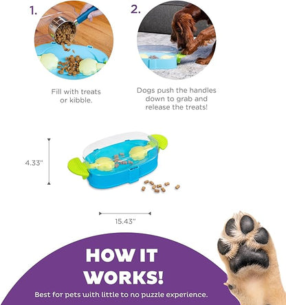 Outward Hound Nina Ottosson Paw N' Play Interactive Dog Treat Puzzle, Level 2 Intermediate Dog Enrichment Dog Toy, Blue, Small