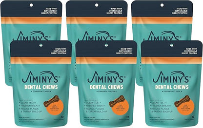 Jiminy's Dental Chews for Dogs, Cinnamon, Medium, 12ct (Pack of 6)