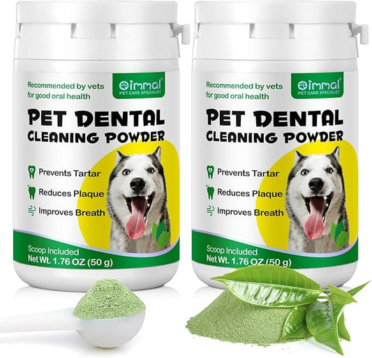 2 Pack Dog Teeth Cleaning Powder, Dog Breath Freshener, Dental Powder for Dogs Teeth with Probiotics Help Reduce Bad Breath, Plaque Tartar Remover, Dog Dental Powder for Small, Medium, Large Dogs 50g