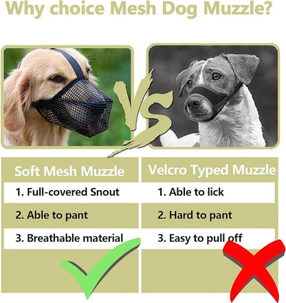 Dog Muzzle for Small Dogs Biting Grooming Vet Visiting, Air Mesh Soft Dog Mouth Guard, Full-covered with Adjustable Strap Allow Drinking Breathable Basket Muzzle (Black, S)