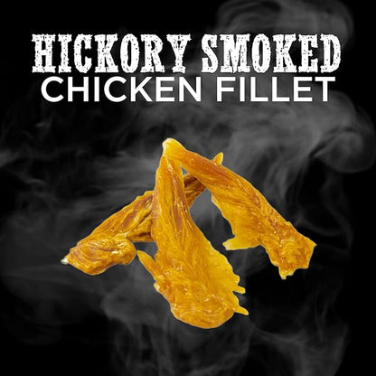 Premium Hickory Smoked Chicken Jerky Dog Treats - Dehydrated Chicken Breast Fillet Treats for Dogs - No Additives 100% Natural Protein, Chicken Jerky Treats, Dog Chews - Grain Free Dog Treats, 8 oz