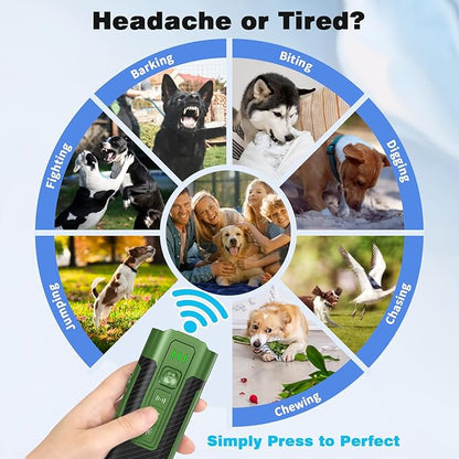 Ultrasonic Dog Bark Deterrent Device, Anti-Barking Devices for Dogs Training & Behavior Aids，Stop Barking and Correct Bad Behaviors, Bark Collar-free Training Tool, Safe and Humane In & Outdoor Use