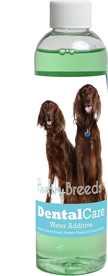 Healthy Breeds Dog Dental Care Water Additive for Irish Setter - Helps Freshen Breath, Reduce Plaque & Control Tartar - Mint Flavor - 8 oz