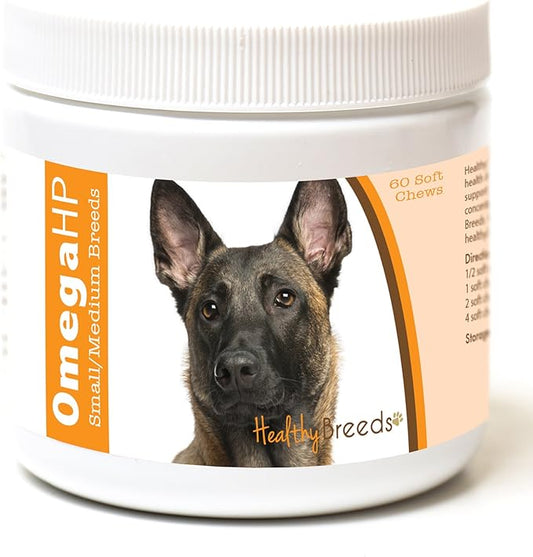 Healthy Breeds Belgian Malinois Omega HP Fatty Acid Skin and Coat Support Soft Chews 60 Count