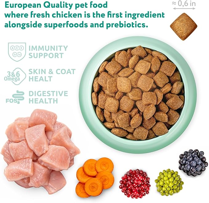 OPtimeal Grain-Free Dog Food - Proudly Ukrainian - Balanced Dog Food Dry Recipe with Immunity Support, Non-Grain Dry Dog Food for All Dog Breeds (8.8 lbs, Chicken & Veggies)