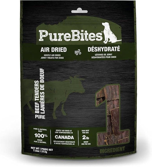 PureBites Beef Jerky Dog Treats, 1 Ingredient, Made in Canada, 7.5oz