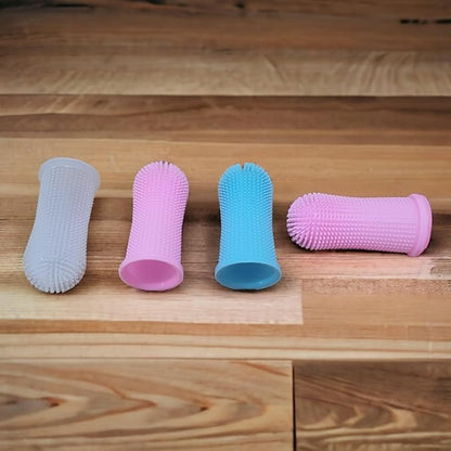 Dog Toothbrush Tooth Brushing Kit, Finger for Teeth Cleaning & Dog Dental Care, Cat Dogs Small Breed, Medium Large Dogs, Cleaning & Care, 4 Packs - Ergonomic with Surround Bristles
