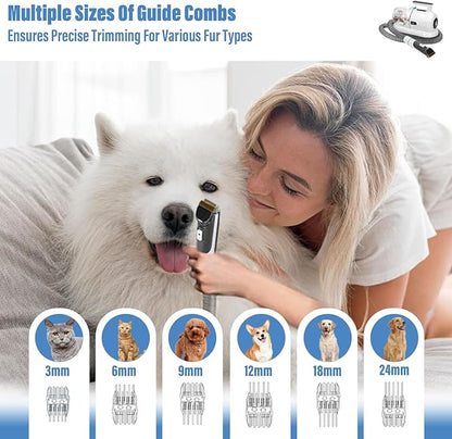S7 Dog Grooming Vacuum & Dog Grooming Kit, 1.8L Powerful Dog Vacuum Cleaner with Dog Clippers and Deshedding Brush 5 Grooming Tools Dog Grooming Kit,for Dogs, Cats and Other Animals (White)