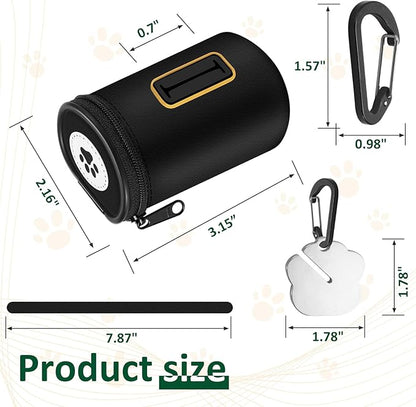 RASSE Dog Poop Bags Dispenser - Dog Poop Bags Holder for Leash Attachment - Zipper Pouch with Carabiner Clip, 1680D Nylon Oxford Waste Bag Dispenser & Handfree Holder Metal
