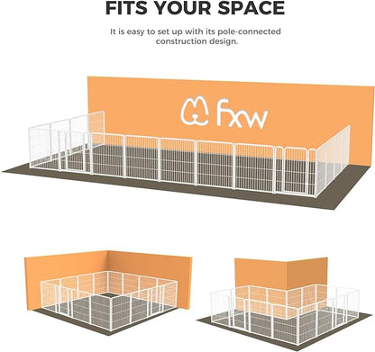 FXW Homeplus Dog Playpen Designed for Indoor Use, 32" Height for Medium Dogs, White│Patented