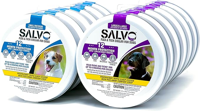 SALVO Flea and Tick Collar for Dogs - Pack of 2 for 12 Months of Protection - Flea and Tick Prevention for Dogs (Large)