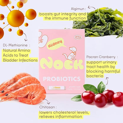 NOCK Probiotics for Dogs,Improve Kidney Function, Support Urinary Tract Health Supplement for Your Dogs Stomach, Intestine Health(220 Billion CFUs Per)