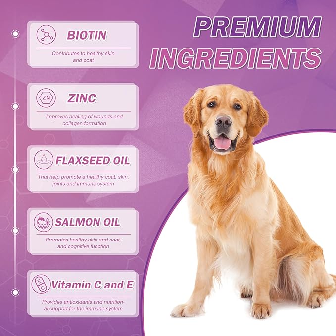 Omega 3 for Dogs Skin and Coat Supplement for Dogs Dog Allergy Chews Dog Itching Skin Relief Fish Oil for Dogs Dry Skin for Dogs Treatment Dog Salmon Oil Supplement 200 Tablets Omega 3 Chews for Dogs
