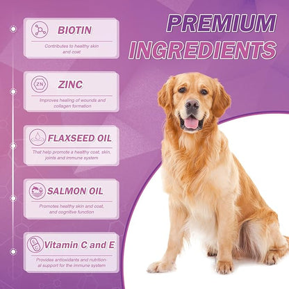 Omega 3 for Dogs Skin and Coat Supplement for Dogs Dog Allergy Chews Dog Itching Skin Relief Fish Oil for Dogs Dry Skin for Dogs Treatment Dog Salmon Oil Supplement 200 Tablets Omega 3 Chews for Dogs