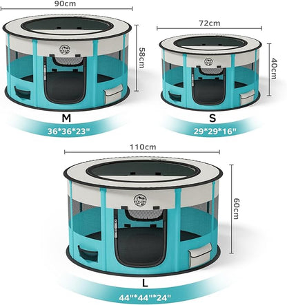 Playpen for Dogs, 44"*44"*24" Large Foldable Pet Play Pens Indoor Outdoor Exercise Pen with Carrying Case Food Bowl for Cat Puppy Rabbit